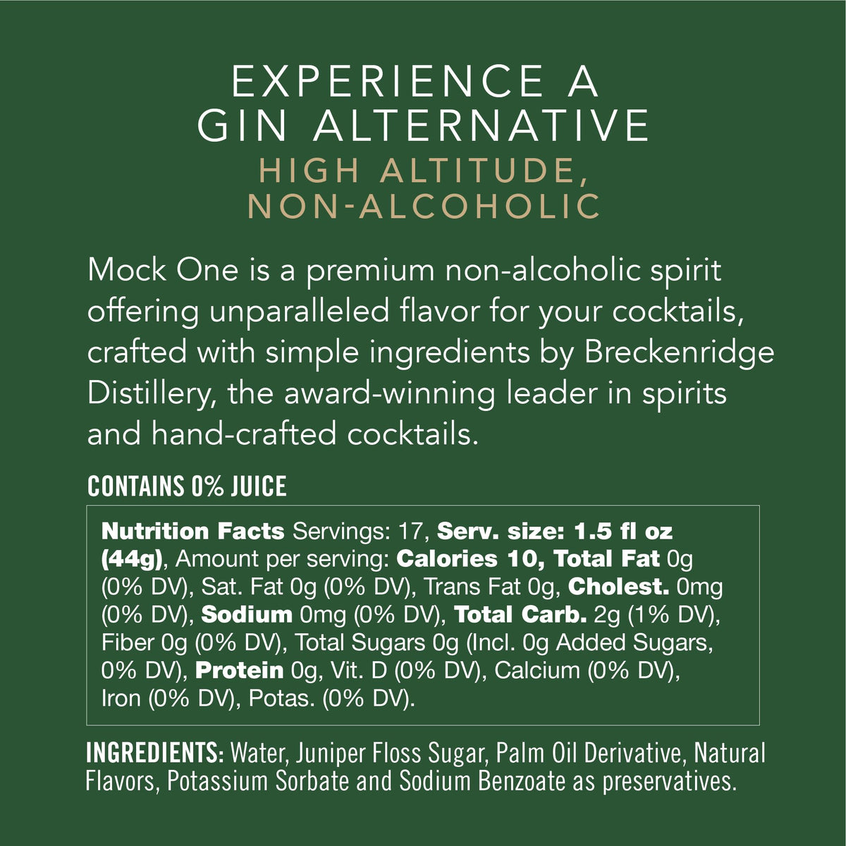 MOCK ONE Non-Alcoholic Gin — Zero-Proof Craft Spirit from Breckenridge Distillery | 750ml USA