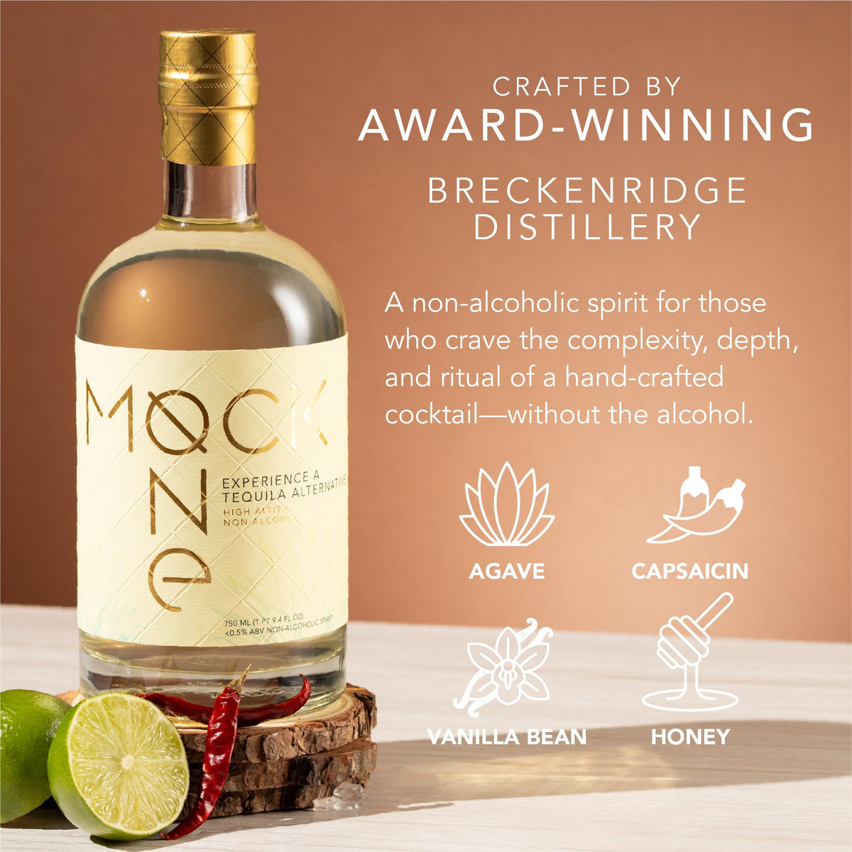 MOCK ONE Non-Alcoholic Tequila – Zero-Proof Craft by Breckenridge Distillery | 750ml