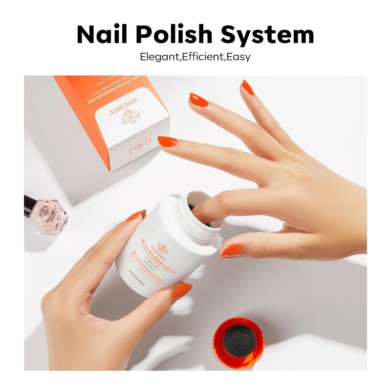 Modelones Nail Polish Remover Acetone-Free & Non Drying Nail Polish Remover Pot with Sponge-Top Lid Contains Jojoba Oil Professional Nail Remove Jar for Home Salon (80 ml)