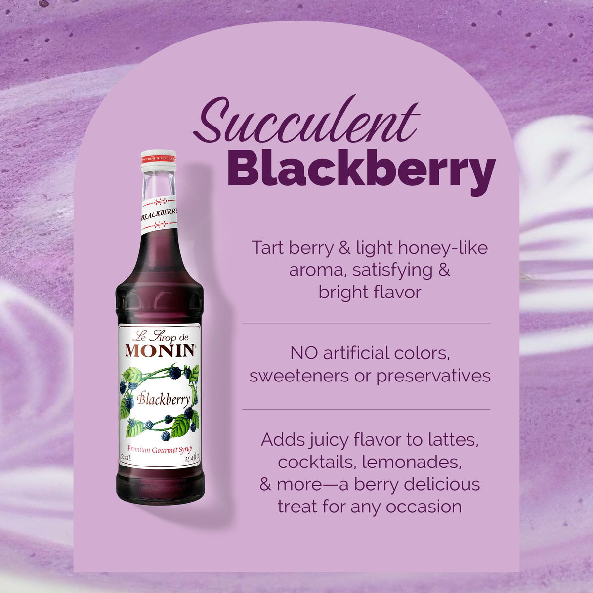 Monin Blackberry Syrup with BPA-Free Pump – Boxed 750 ml, Gluten-Free & Non-GMO