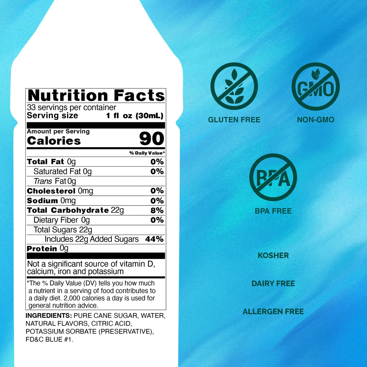 Monin Blue Cotton Candy Syrup – 33.8 fl oz (Pack of 4) | Gluten Free, Kosher, No HFCS