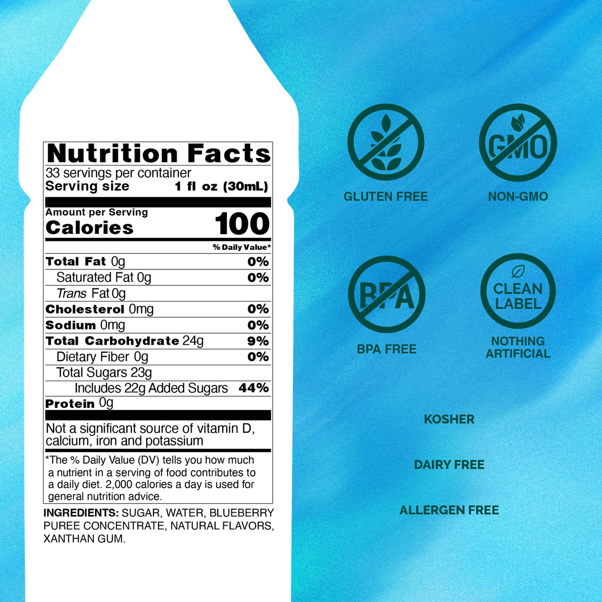 Monin Blueberry Puree – Tart & Sweet, 1 L for Cocktails, Smoothies & Lemonades