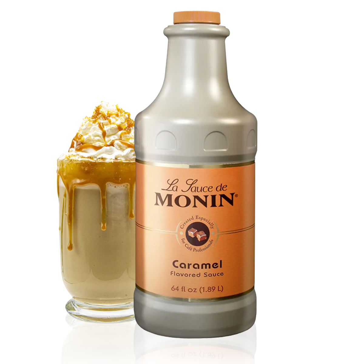 Monin Gourmet Caramel Sauce – Rich & Buttery for Desserts, Coffee, and Snacks (64 oz)