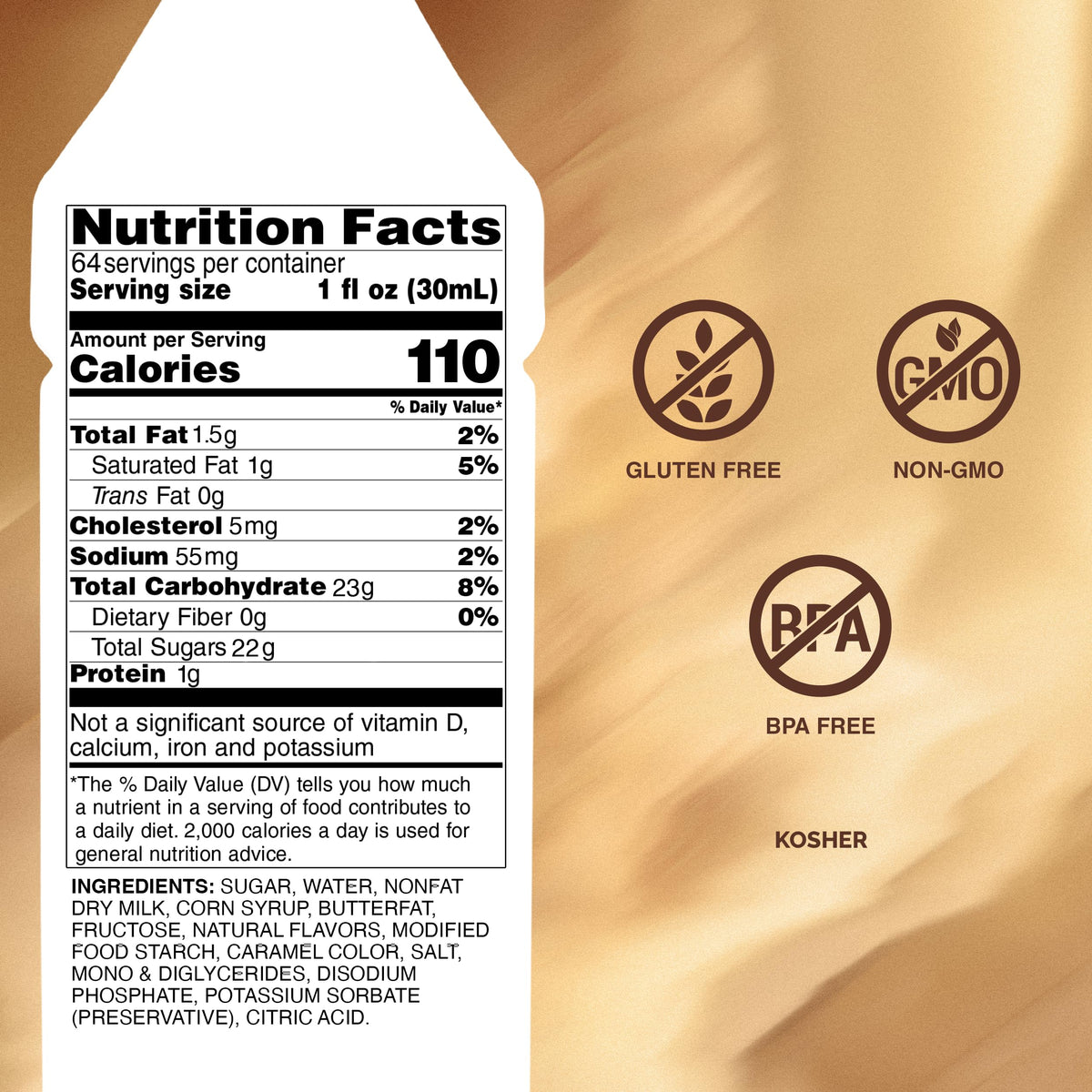 Monin Gourmet Caramel Sauce – Rich & Buttery for Desserts, Coffee, and Snacks (64 oz)