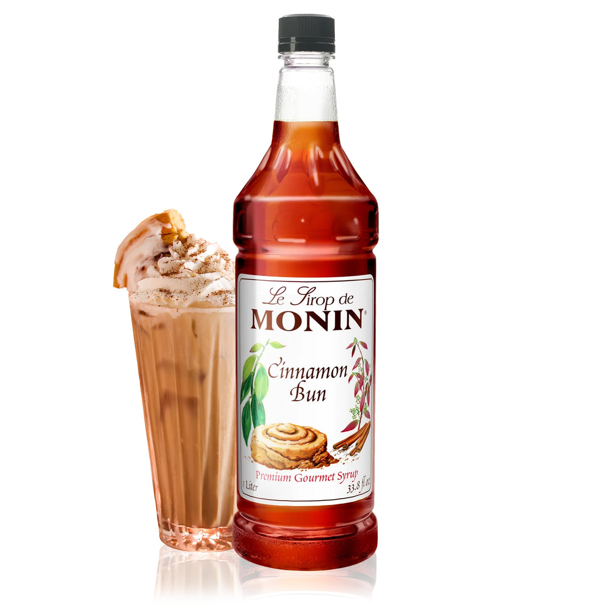 Monin Cinnamon Bun Syrup | Clean-Label Flavor for Coffees & Cocktails | 1 Liter