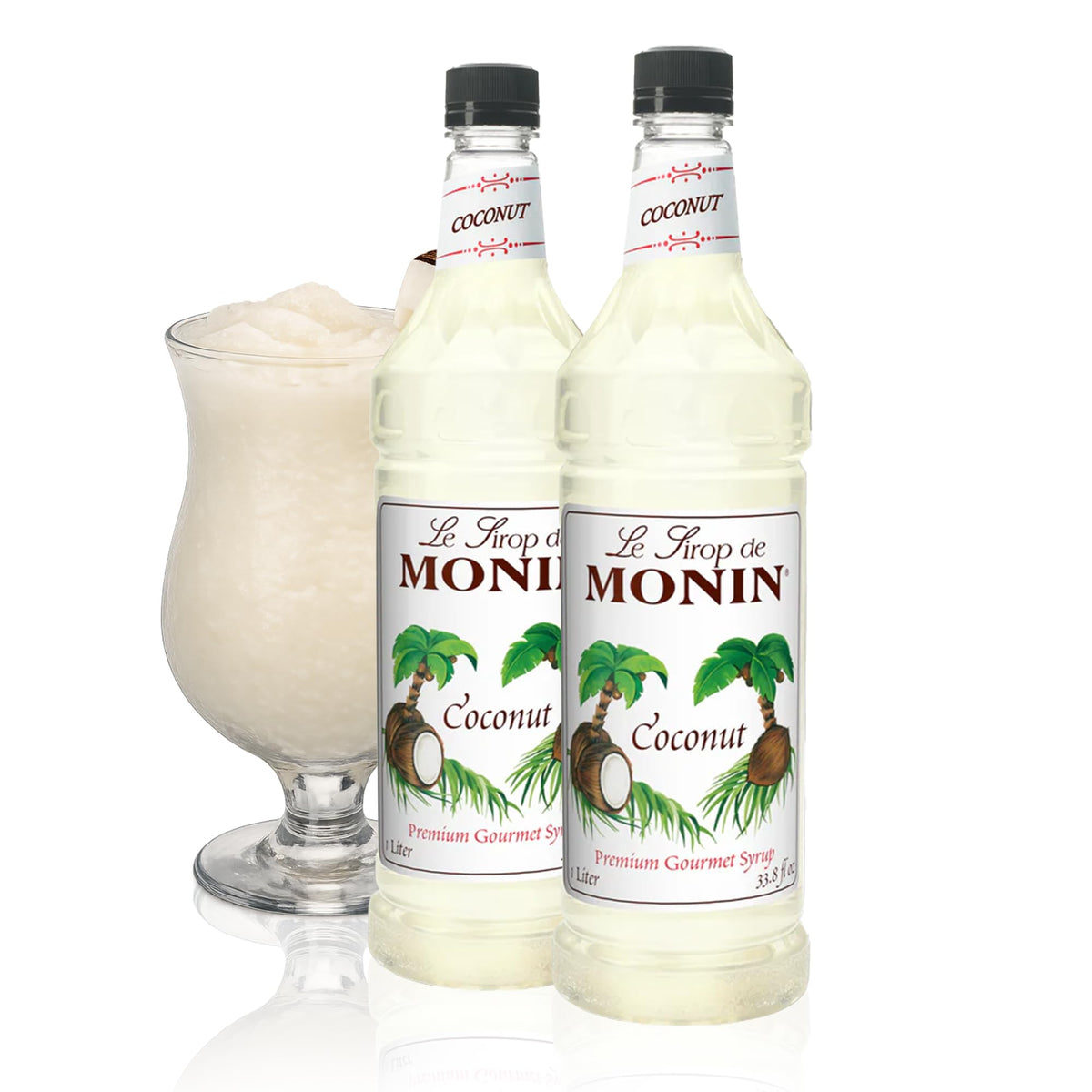 Monin Coconut Syrup – Creamy Tropical Flavor, 1L x2, Gluten-Free & Non-GMO