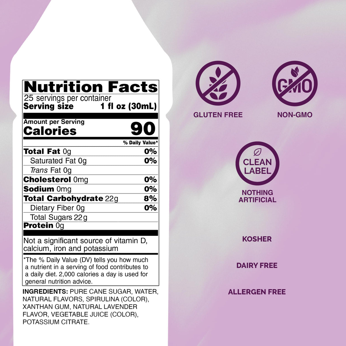 Monin Lavender Syrup with Pump – Floral Flavor for Lattes, Cocktails & More | Clean Label, BPA-Free Bottle