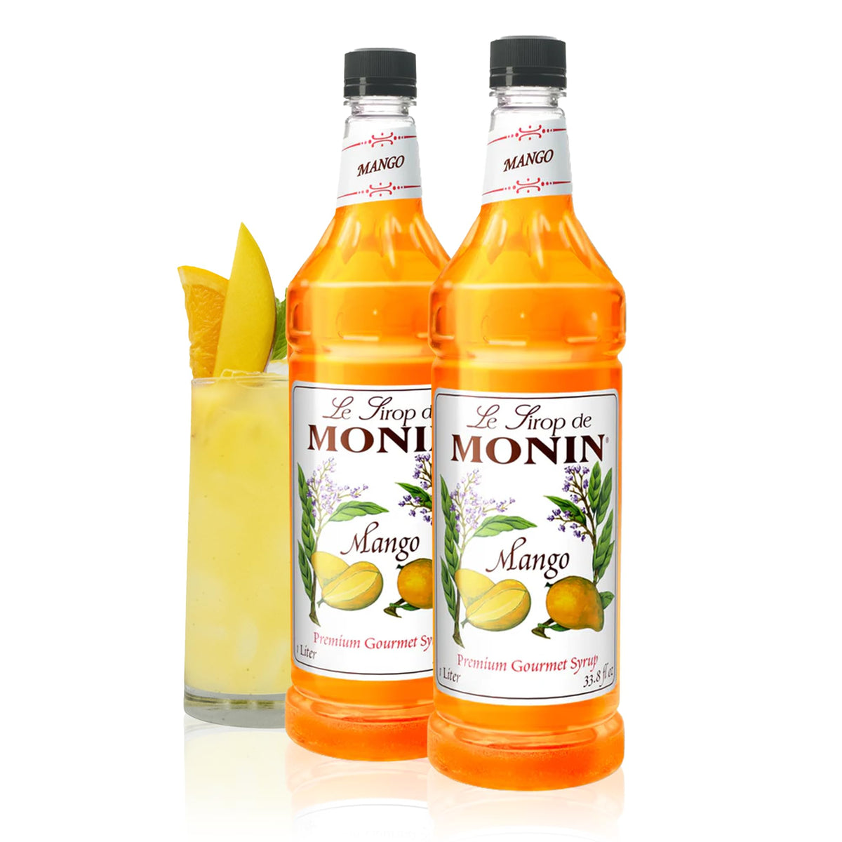 Monin Mango Syrup – Tropical, Gluten-Free, Non-GMO, 1L Pack of 2