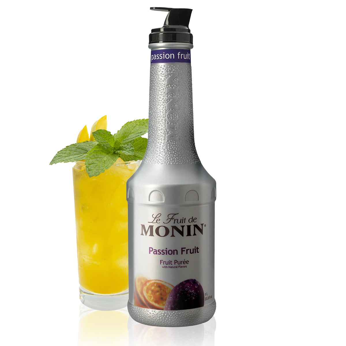 Monin Passion Fruit Puree - Premium Clean Label Purée for Cocktails & Smoothies | 1L Bottle