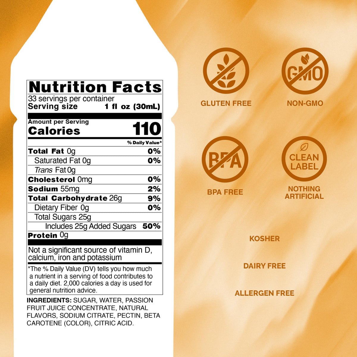Monin Passion Fruit Puree - Premium Clean Label Purée for Cocktails & Smoothies | 1L Bottle