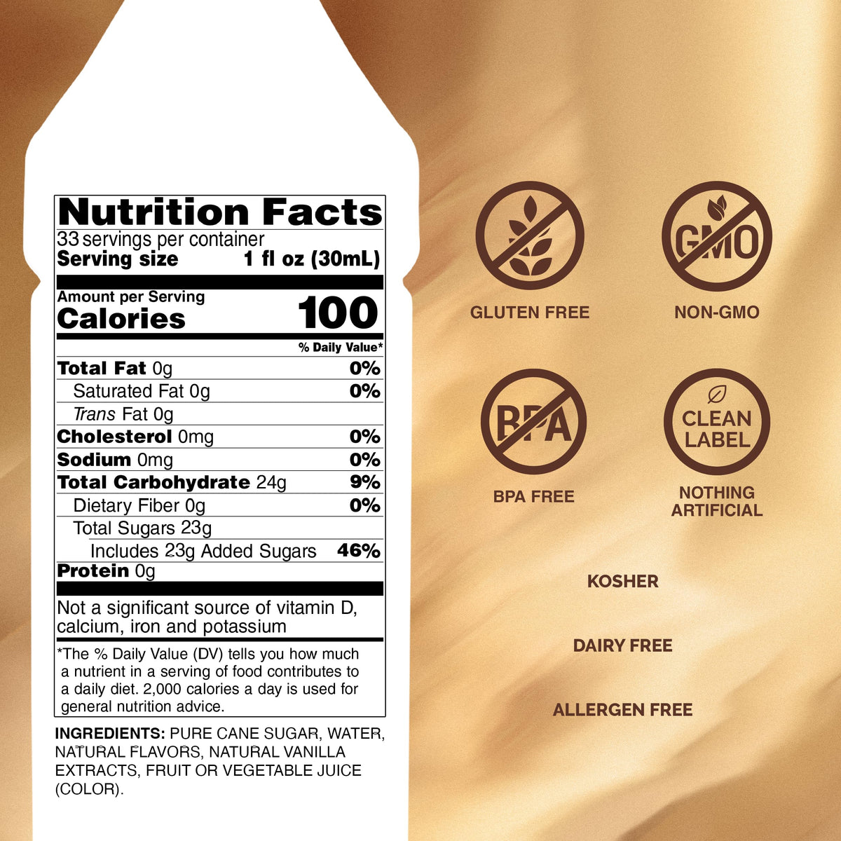 Monin Vanilla Syrup – Pure Madagascar Vanilla, Clean Label, 2-Pack (33.8 fl oz each)