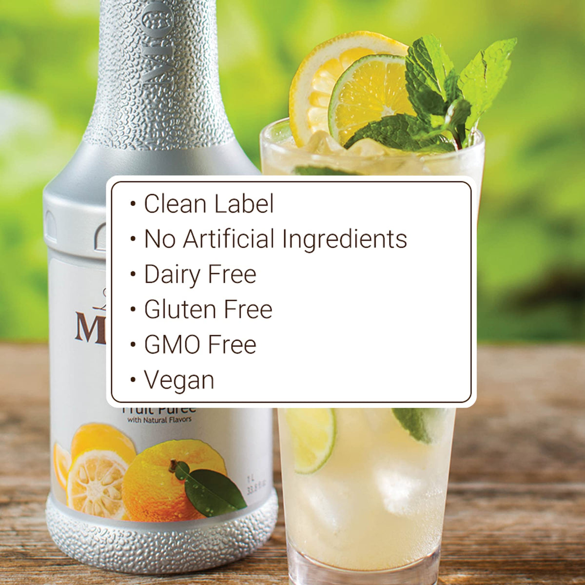 Monin Yuzu Purée – Sweet & Tangy Citrus Flavor for Teas, Sodas & Cocktails (1 L)