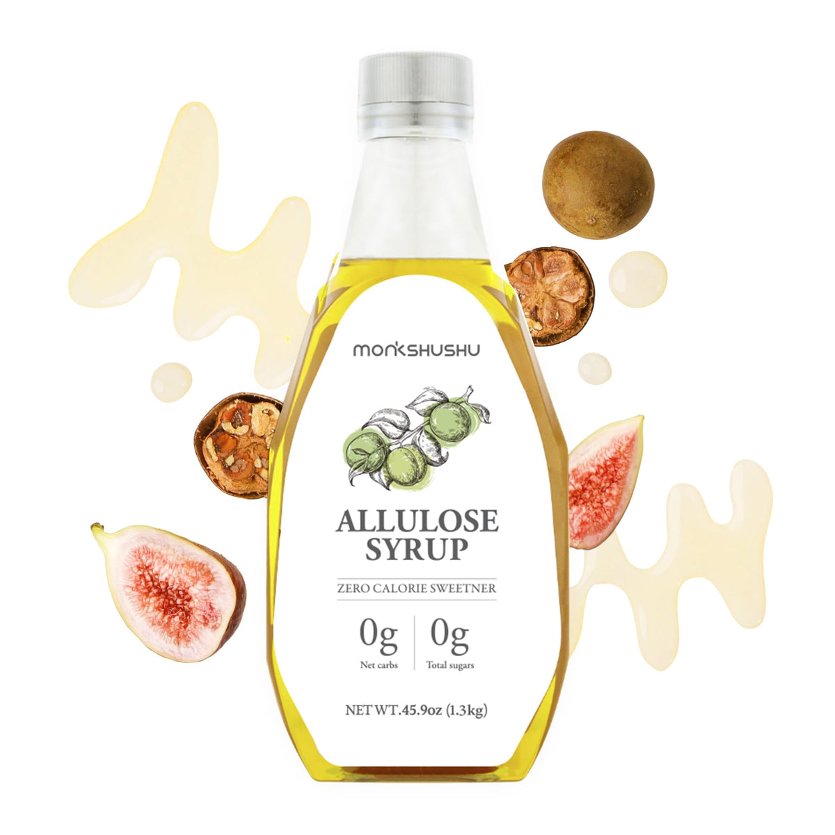 MONKSHUSHU Allulose Syrup 45.9 Fl Oz – Zero Calorie Liquid Sweetener for Keto, Vegan, Gluten Free