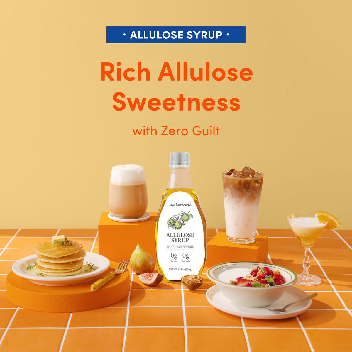 MONKSHUSHU Allulose Syrup 45.9 Fl Oz – Zero Calorie Liquid Sweetener for Keto, Vegan, Gluten Free
