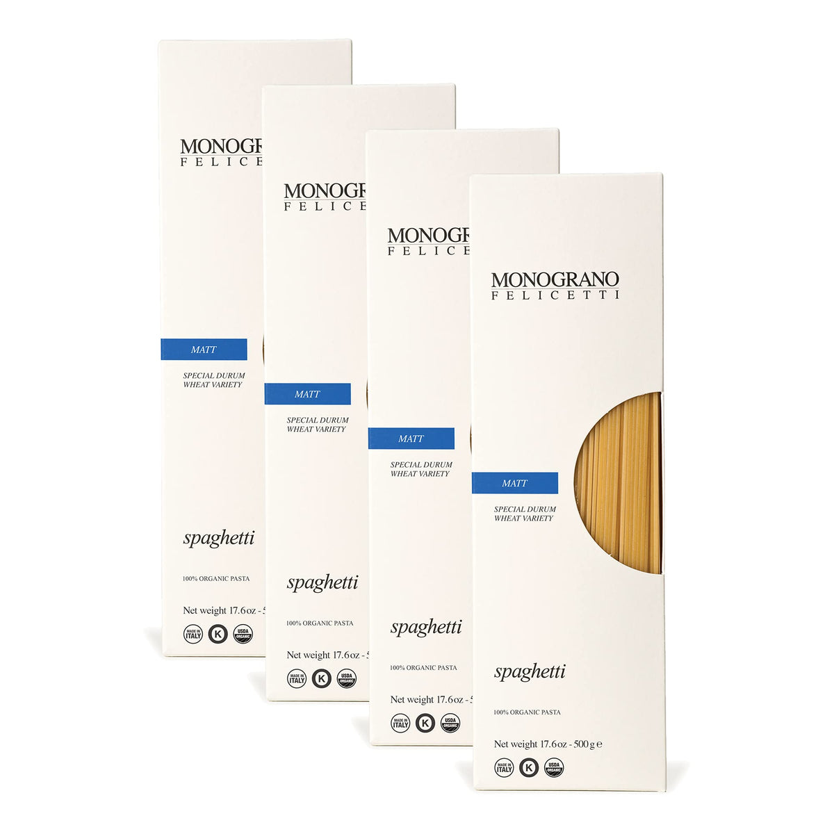 Monograno Felicetti Matt Spaghetti Pasta Italian Organic Non GMO 4 Pack