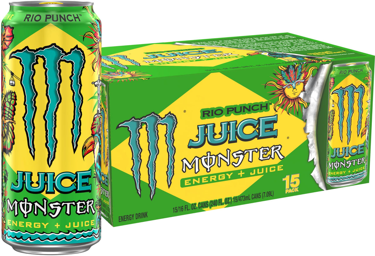 Monster Energy Juice Rio Punch – 16 oz Fruity Energy Drink
