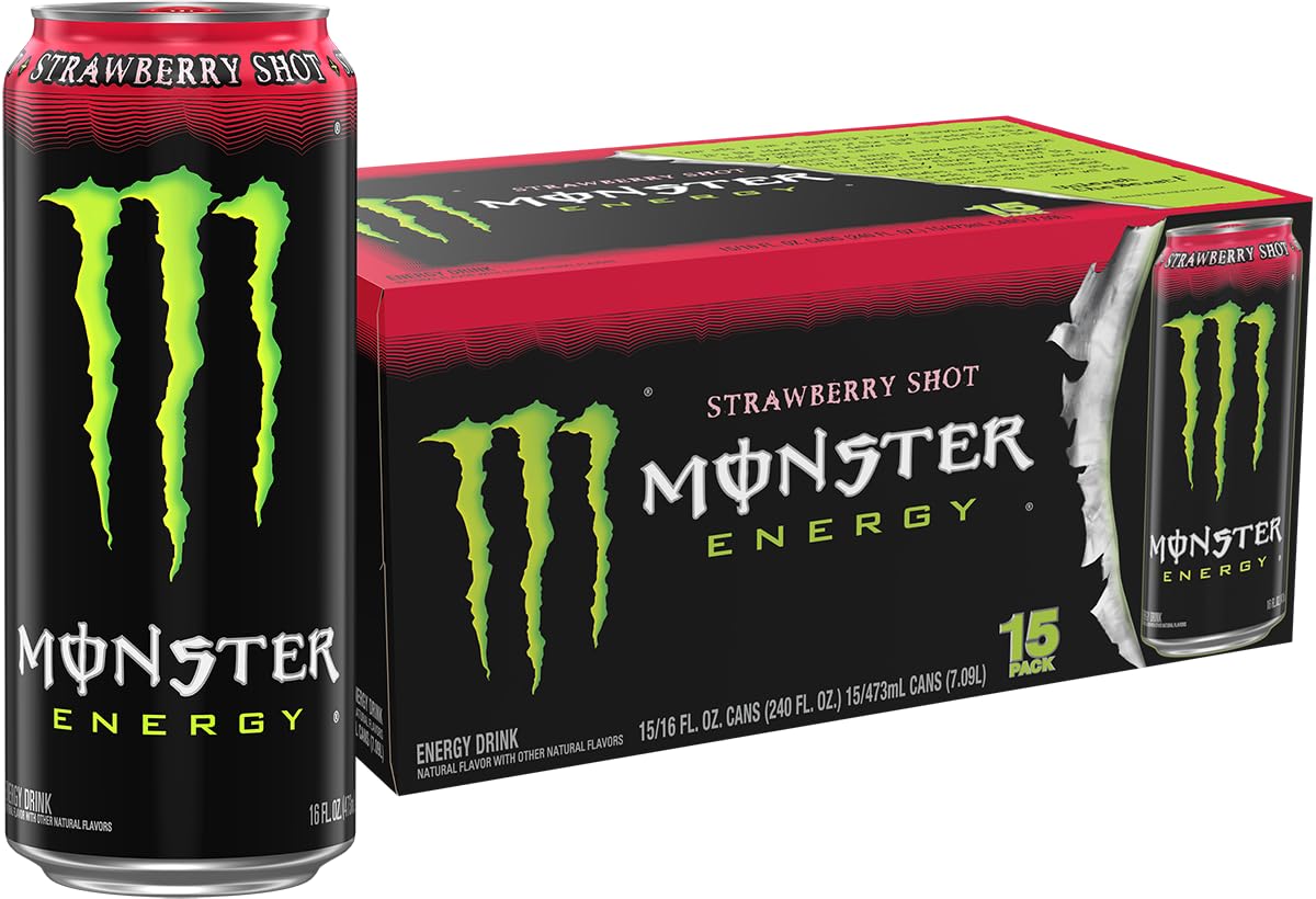 Monster Energy Strawberry Shot – 16 oz Can (Pack of 15)