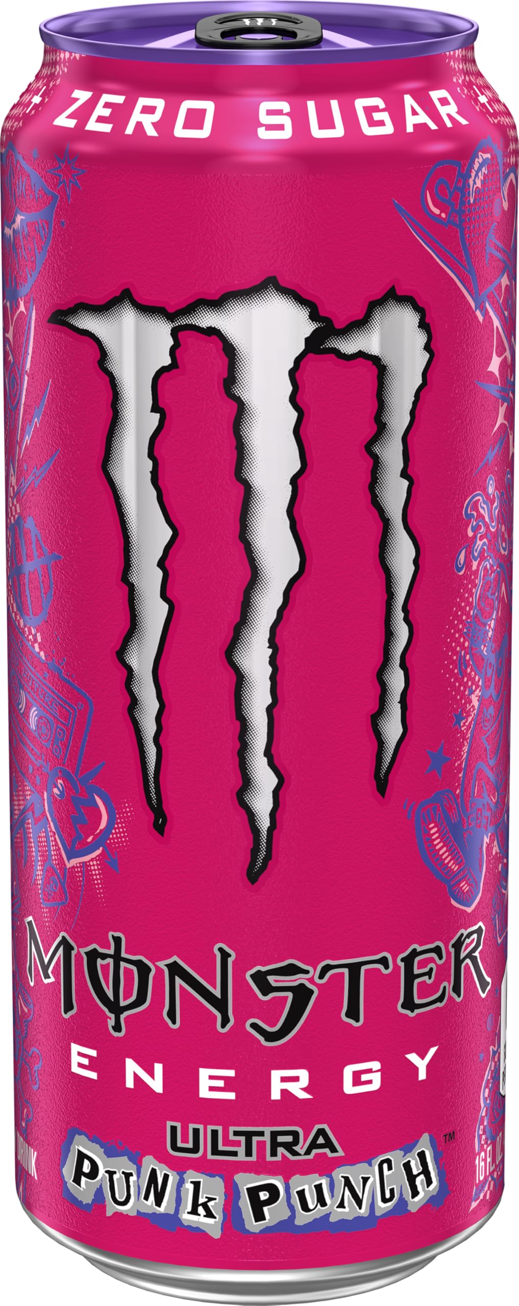 Monster Ultra Punk Punch Sugar Free Energy Drink – 16oz Can (Pack of 15)