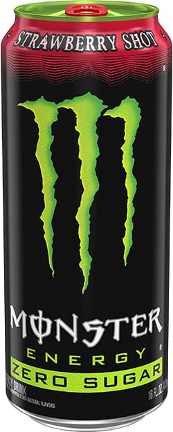 Monster Energy Zero Sugar Strawberry Shot – 16oz Can Pack (15 Cans)