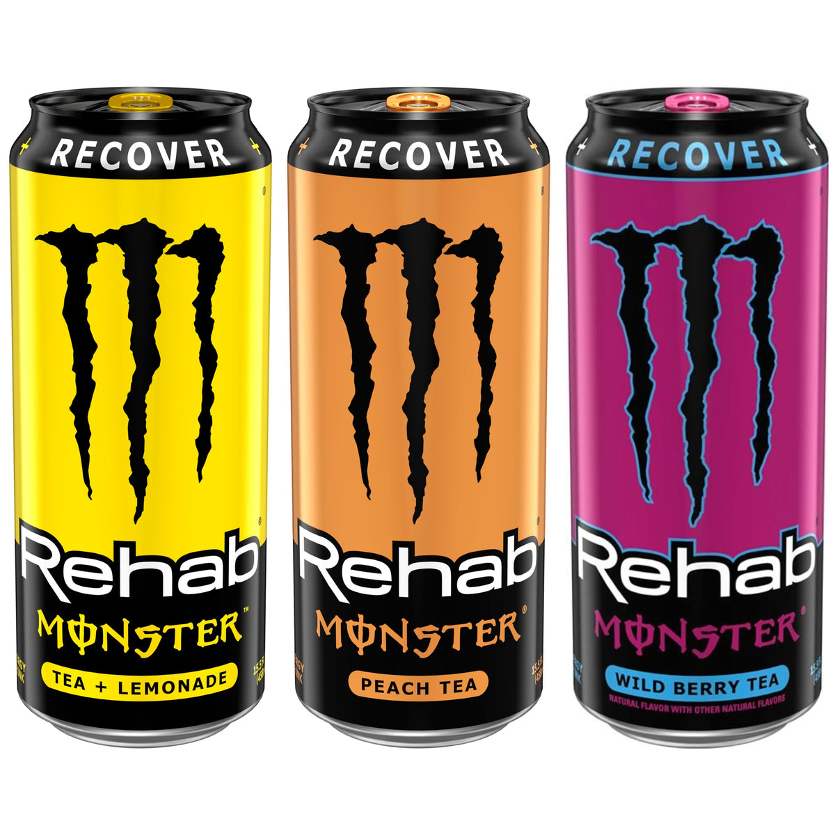 Monster Rehab Variety Pack – Tea + Energy, 25 Calories per Can, 15.5 oz