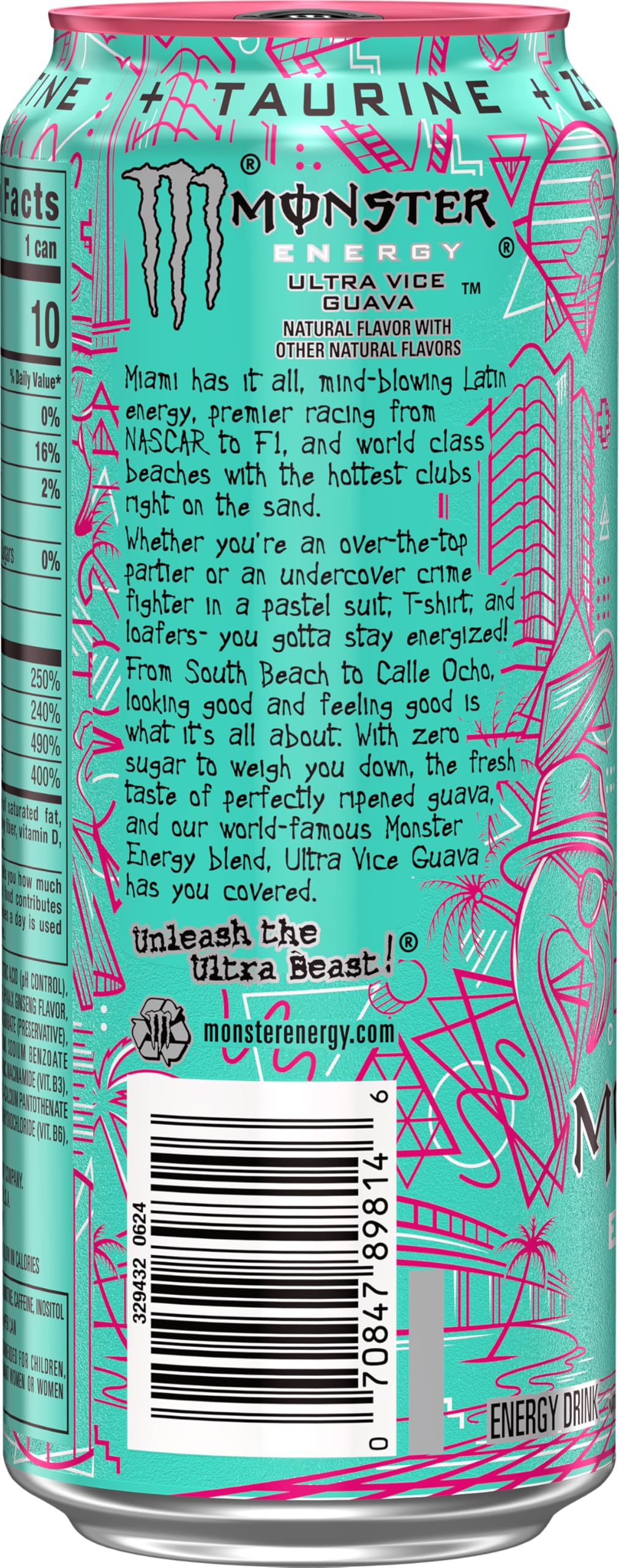 Monster Energy Ultra Vice Guava – Sugar-Free 16oz Energy Drink (Pack of 15)