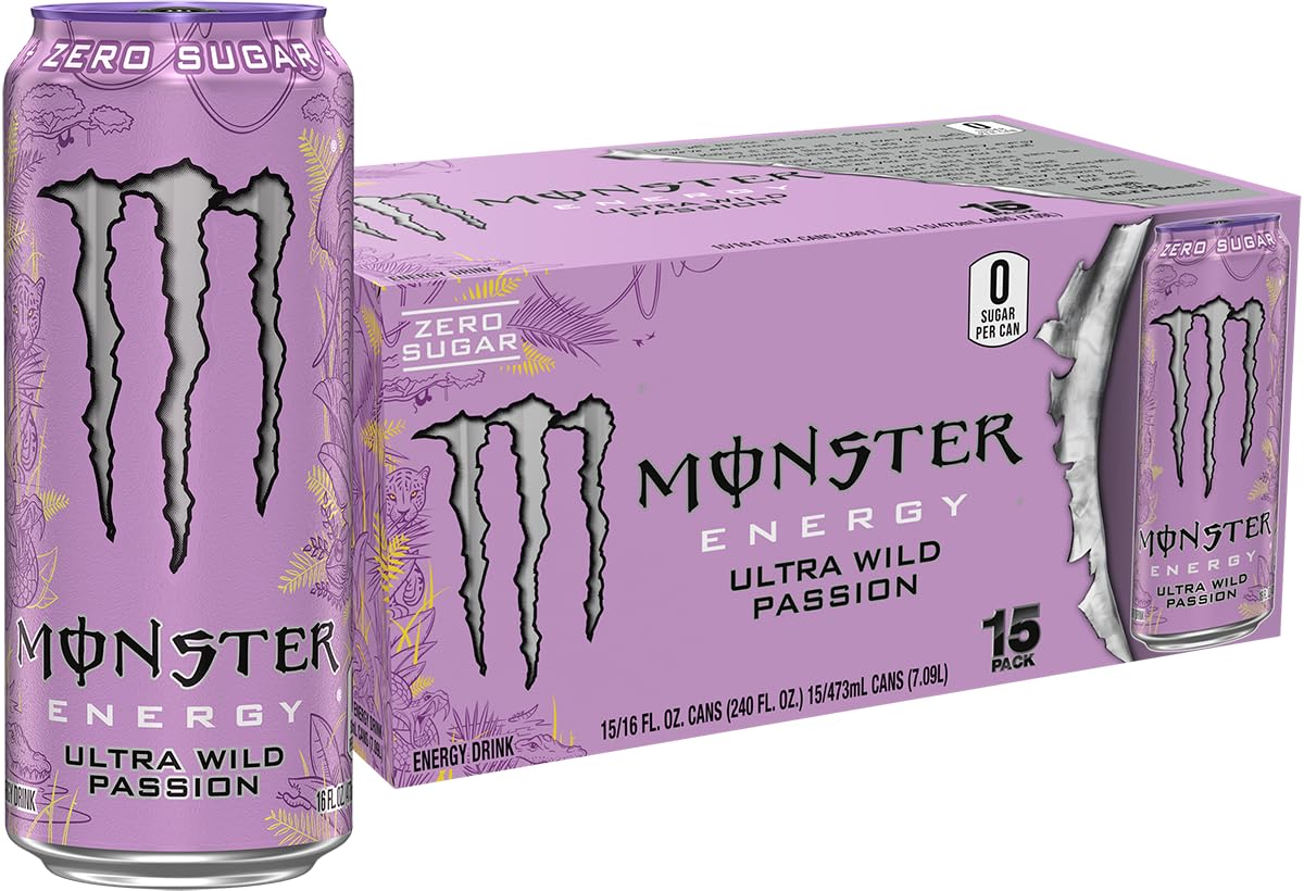 Monster Energy Ultra Wild Passion Sugar Free Energy Drink – 16 oz Can Pack of 15