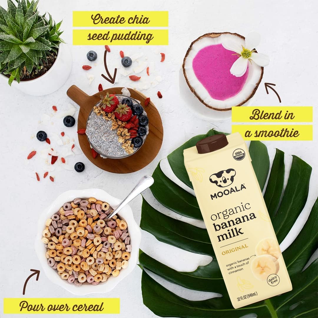 Mooala Organic Original Bananamilk – 32 oz (Pack of 6) | Shelf-Stable Non-Dairy