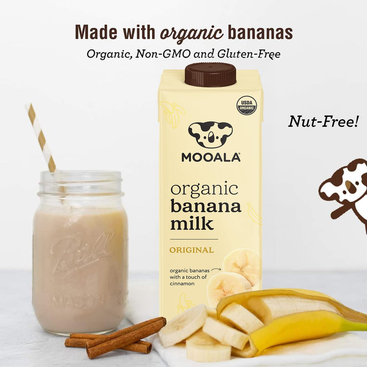 Mooala Organic Original Bananamilk – 32 oz (Pack of 6) | Shelf-Stable Non-Dairy