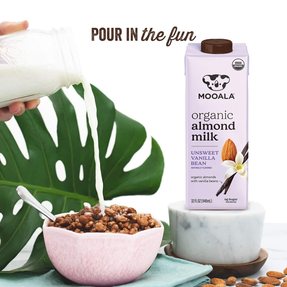 Mooala Organic Vanilla Bean Almond Milk Unsweetened — 6-Pack, Shelf-Stable, Dairy-Free