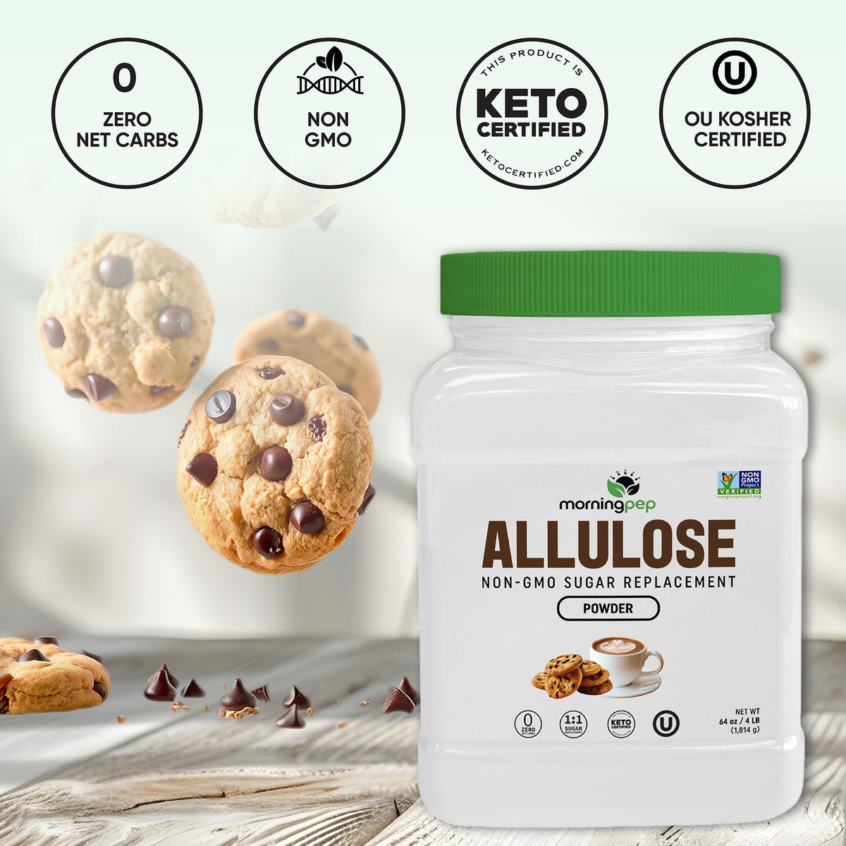 Morning Pep Allulose Sweetener 4 lb – Zero Calorie, Pure, Non-GMO, Keto & Kosher
