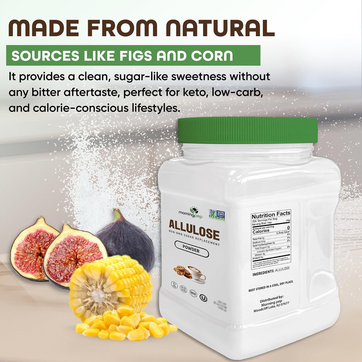 Morning Pep Allulose Sweetener 4 lb – Zero Calorie, Pure, Non-GMO, Keto & Kosher