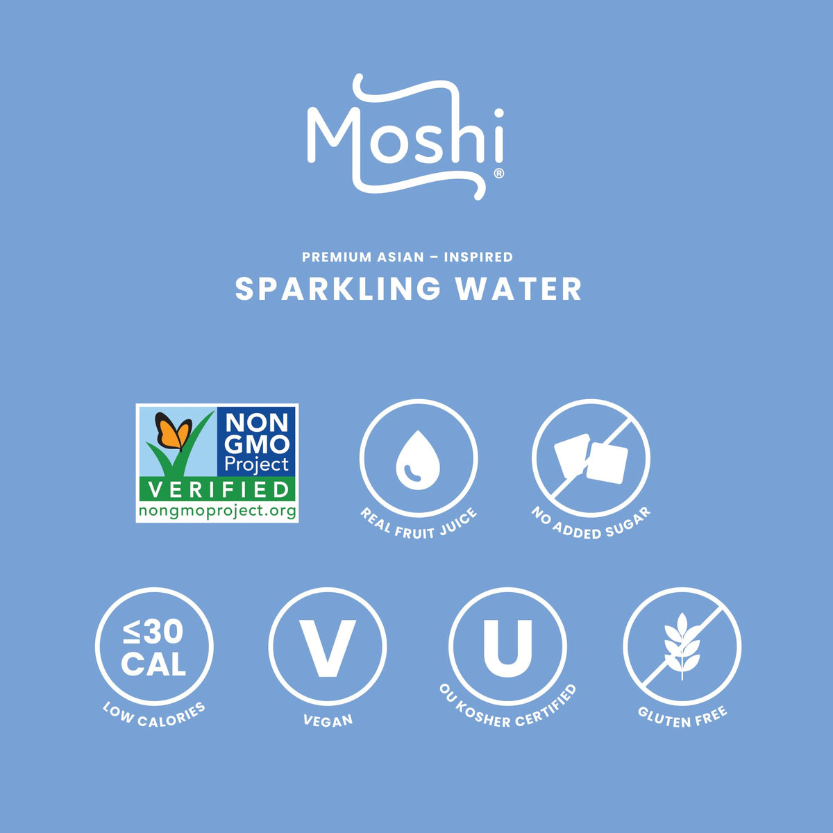 Moshi Asian Flavored Sparkling Water 12 Pack – Real Fruit Juice, No Added Sugar, Low Calorie
