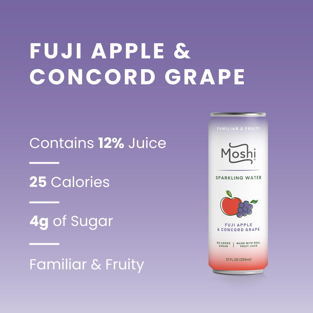 Moshi Asian Flavored Sparkling Water 12 Pack – Real Fruit Juice, No Added Sugar, Low Calorie