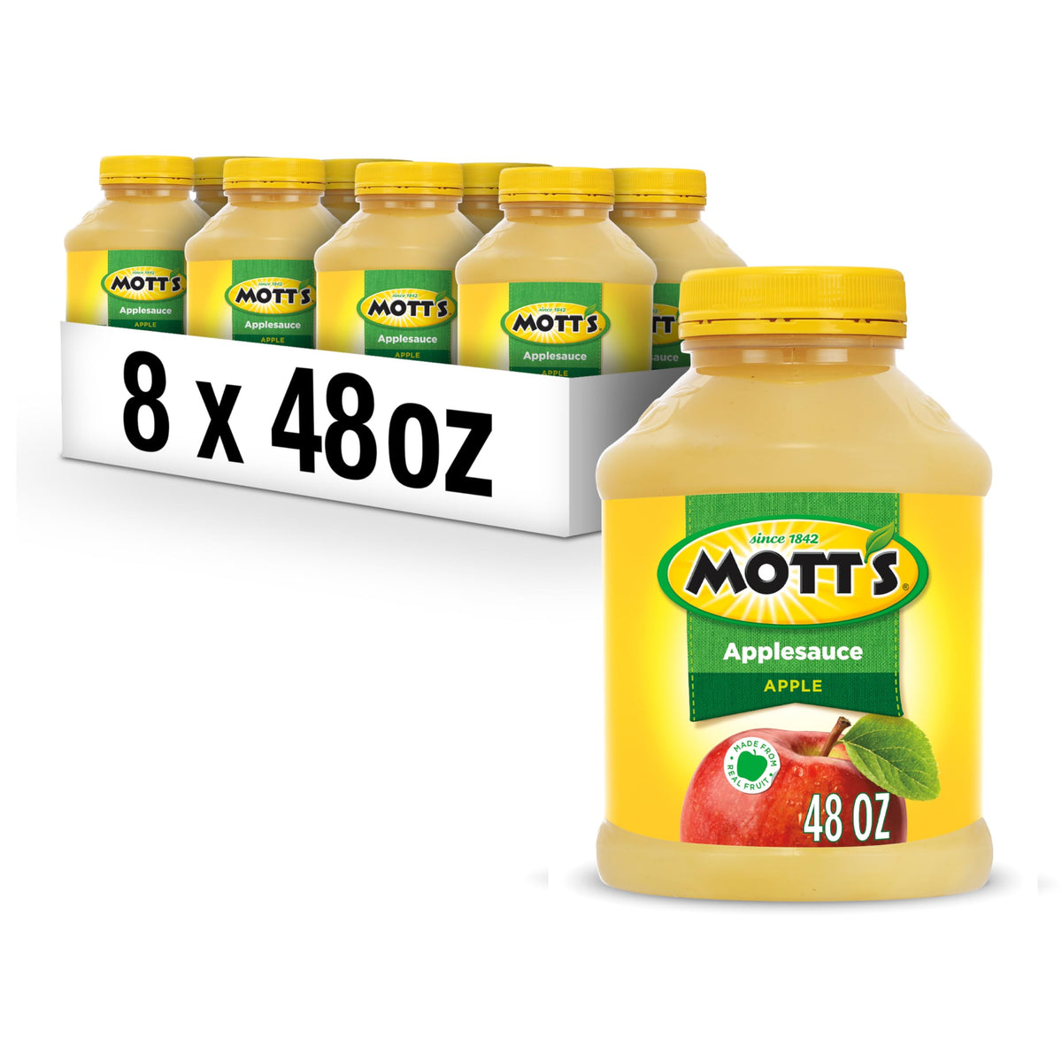Mott's Applesauce 48-Ounce Jar (Pack of 8) — No Artificial Flavors, Vitamin C Rich, Naturally Fat & Cholesterol Free