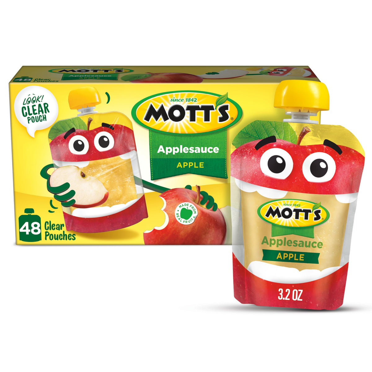 Mott's Original Applesauce Pouches 3.2 oz – 48 Count (4 Packs of 12) | No Artificial Flavors, Vitamin C