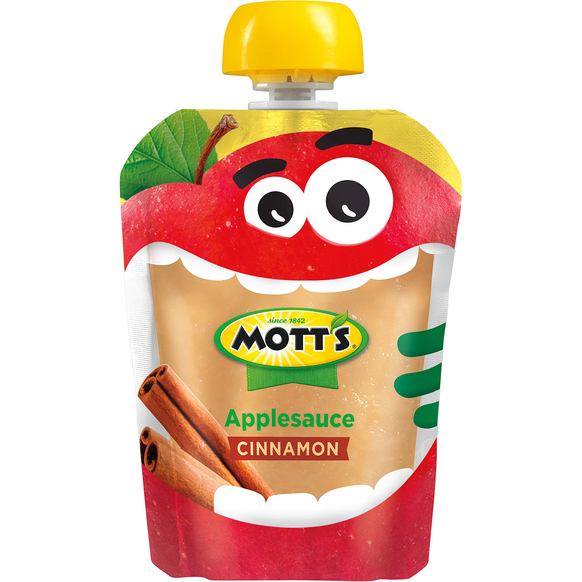 Mott's Cinnamon Applesauce 3.2 oz Clear Pouches — 48 Count (4 Packs of 12) No Artificial Flavors