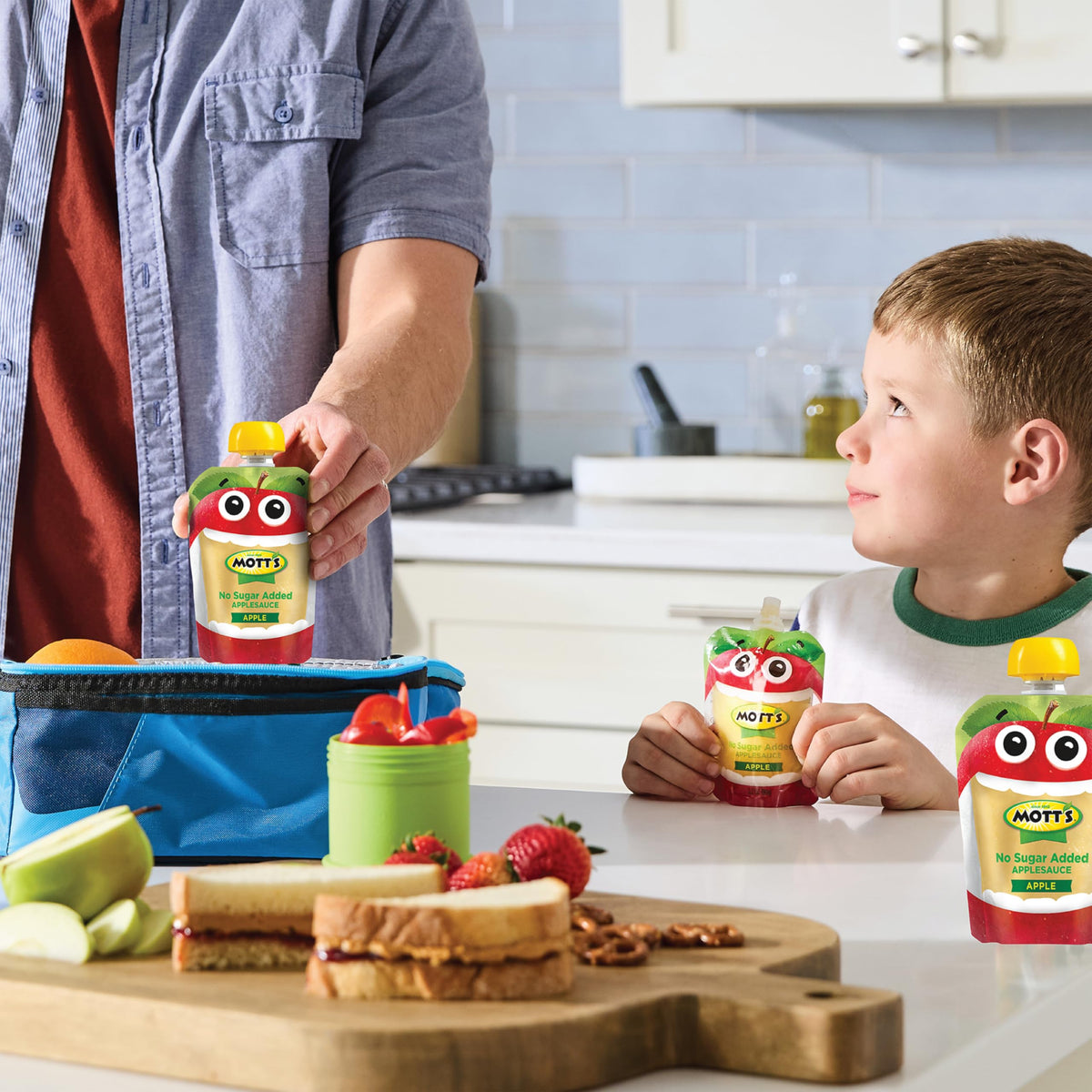 Mott's No Sugar Added Strawberry Applesauce Pouches – 3.2 oz, 48 Count, Vitamin C