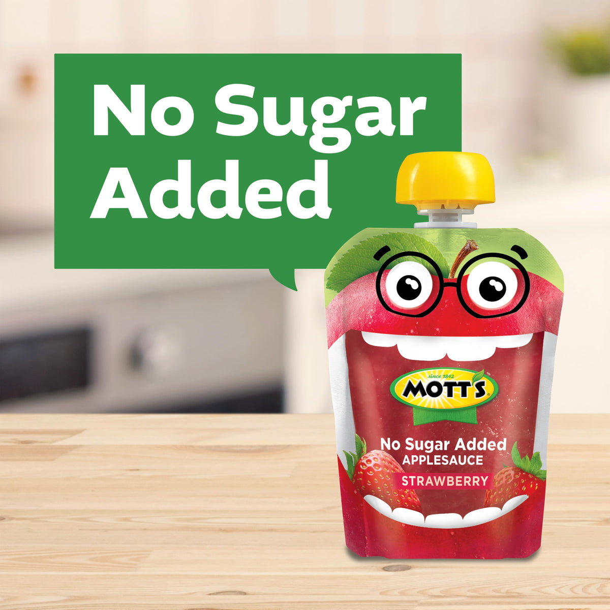 Mott's No Sugar Added Strawberry Applesauce Pouches – 3.2 oz, 48 Count, Vitamin C