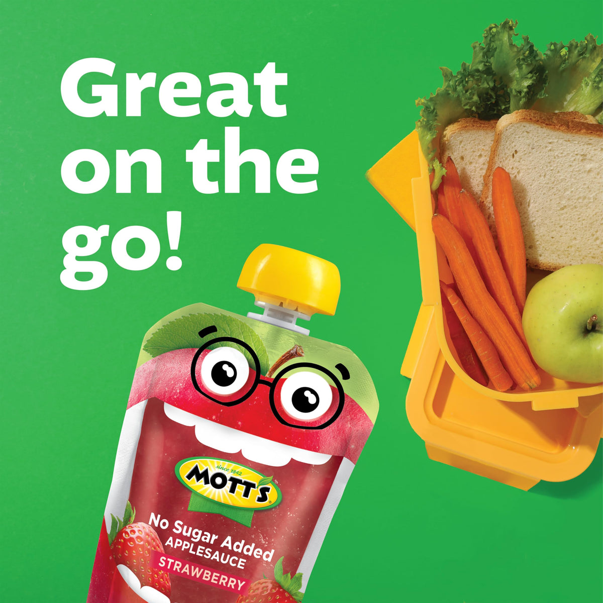 Mott's No Sugar Added Strawberry Applesauce Pouches – 3.2 oz, 48 Count, Vitamin C