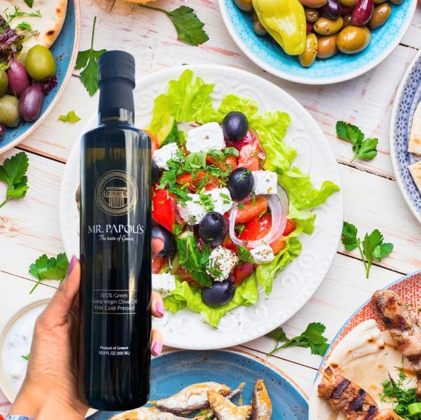 Mr. Papou's Authentic Greek Extra Virgin Olive Oil – High Polyphenols, First Cold Pressed, Single Origin (16.91 oz)