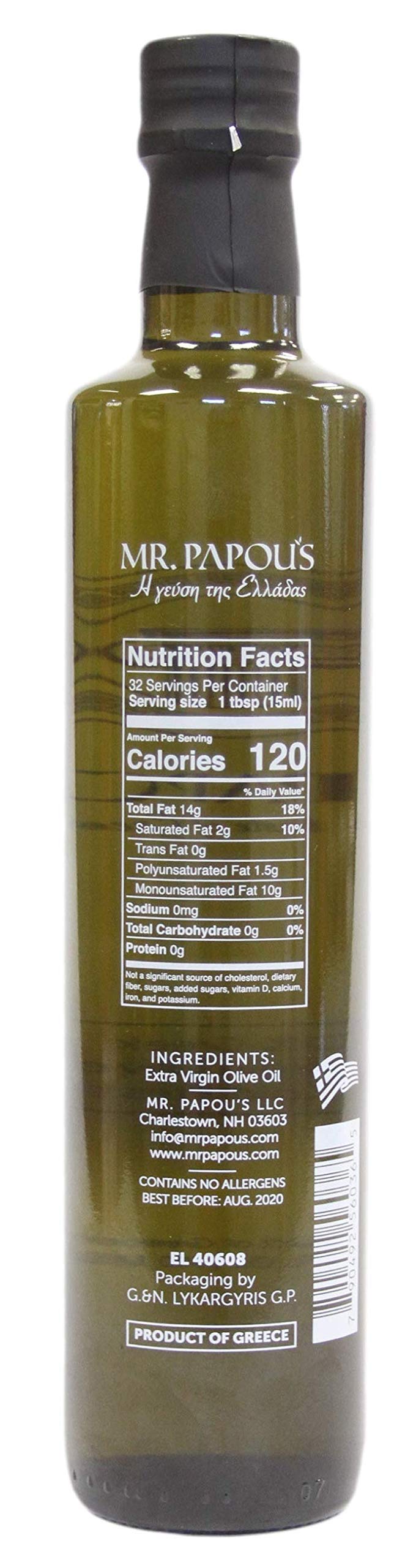 Mr. Papou's Authentic Greek Extra Virgin Olive Oil – High Polyphenols, First Cold Pressed, Single Origin (16.91 oz)