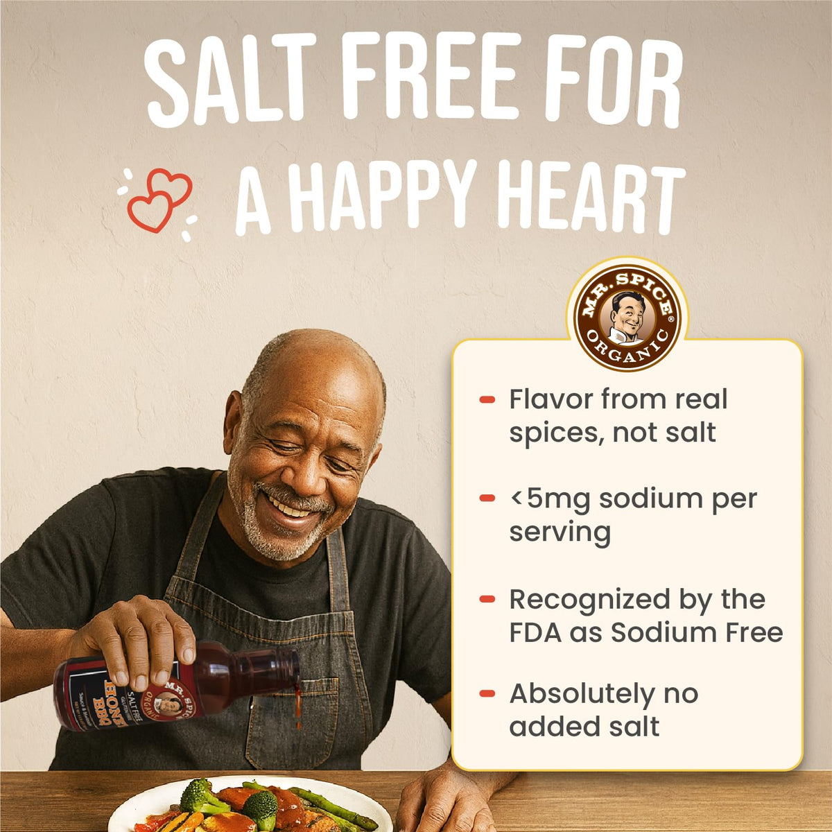 Mr. Spice Organic Honey BBQ Sauce – Salt-Free, Gluten-Free, Low Sodium (5 mg/serving) – Pack of 3