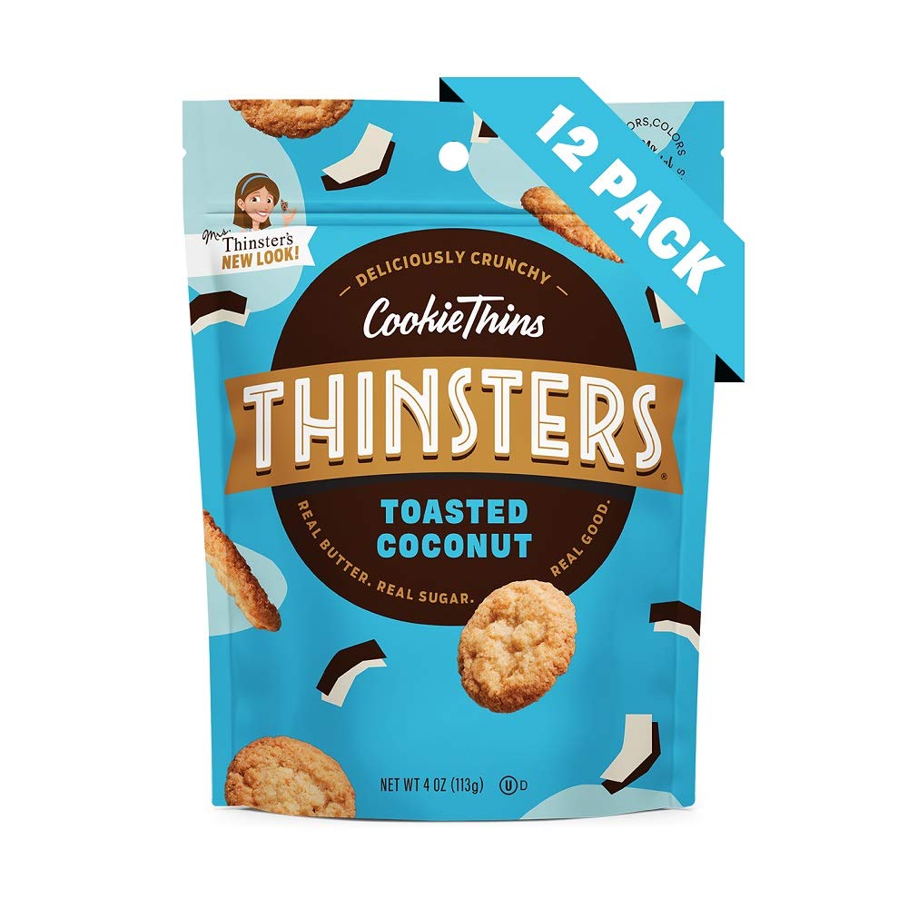 Mrs. Thinsters Thins Toasted Coconut Cookies – Non-GMO, 4 oz, Pack of 12