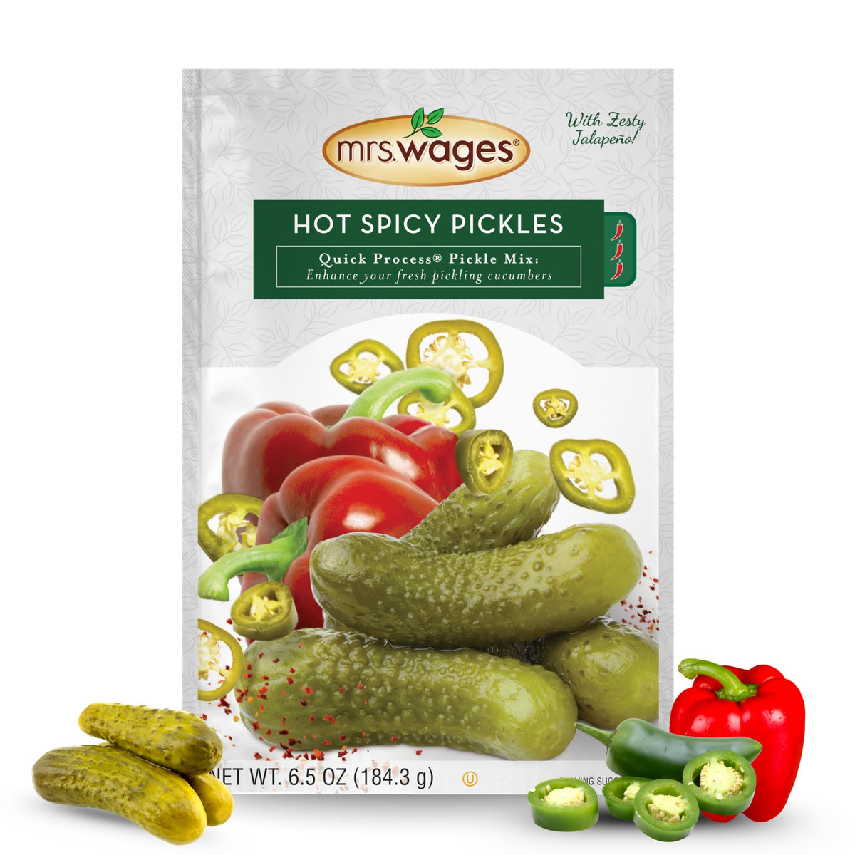 Mrs. Wages Hot Spicy Pickles Quick Process Mix – 6.5 oz, 12-Pack Value