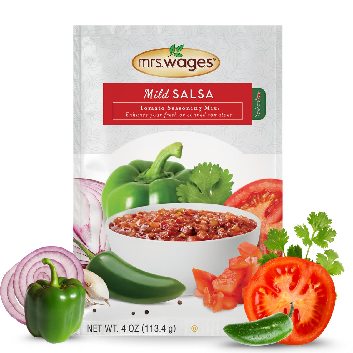 Mrs. Wages Mild Salsa Mix – 12-Pack, Easy Homemade Salsa, Mild Spice (4 oz Pouches)