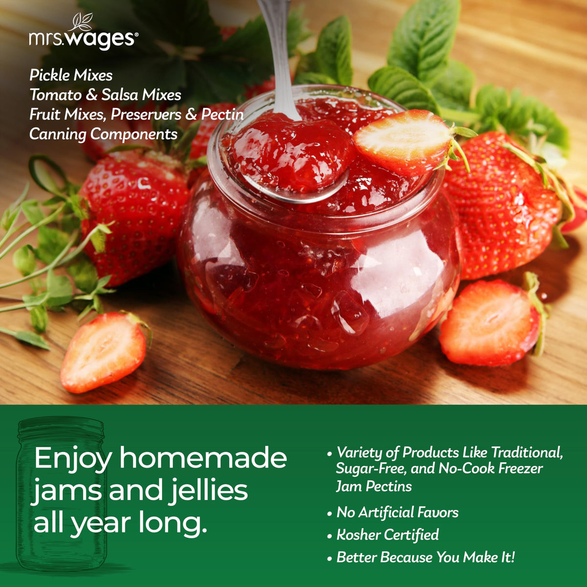 Mrs. Wages No Cook Freezer Jam Pectin – 12 Pack, 1.75 oz | Quick Homemade Jams