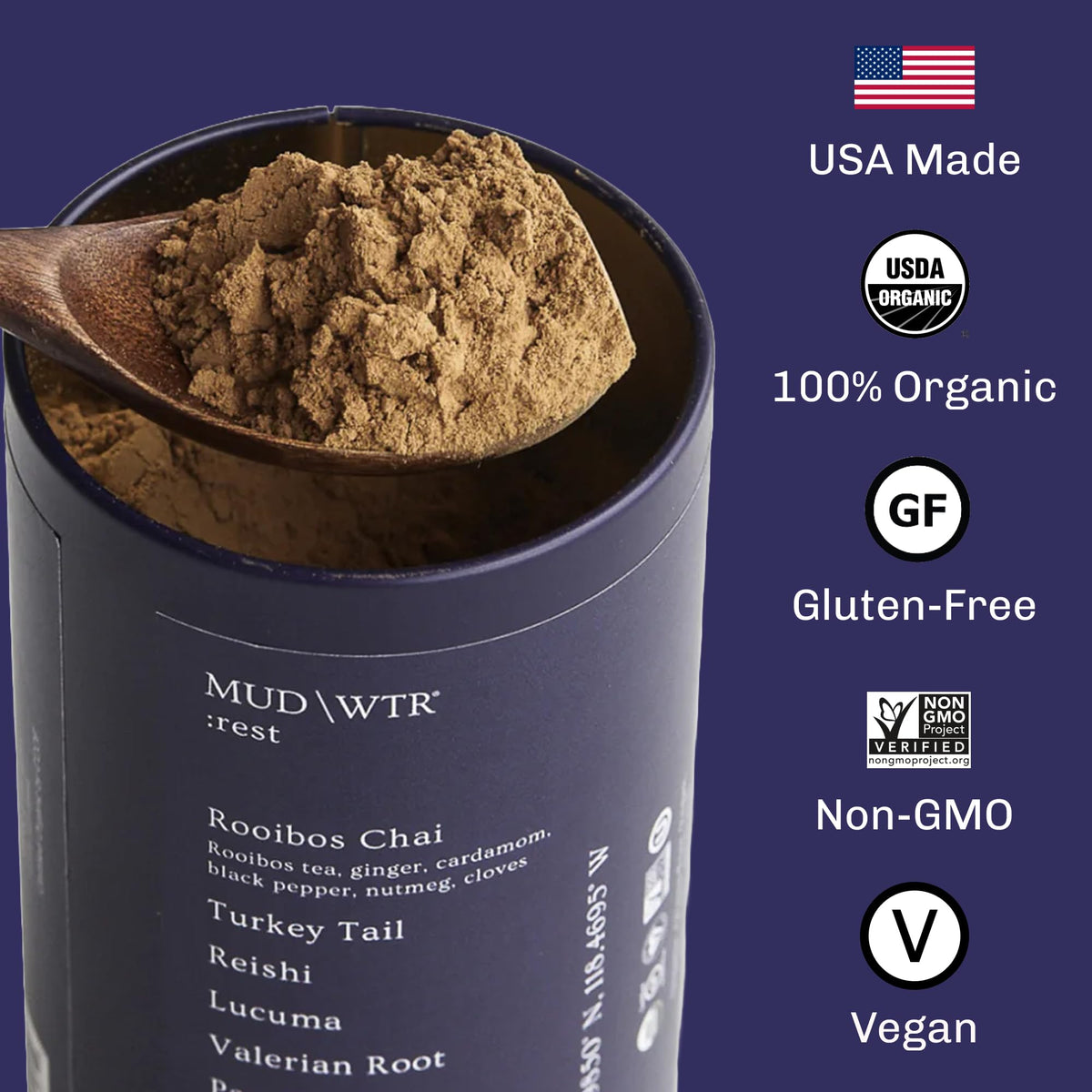 MUDWTR Rest Evening Mushroom Blend Powder – 2,240mg Mushrooms, Sleep Support, 30 Servings