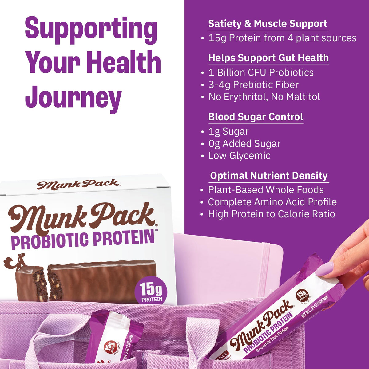Munk Pack Brownie Nut Fudge Keto Protein Bars | 15g Protein, 1g Sugar, 4g Net Carbs | Vegan