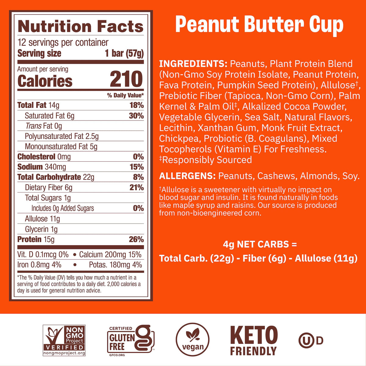 Munk Pack Peanut Butter Cup Probiotic Keto Protein Bars – 15g Protein, 4g Net Carbs, 1g Sugar | Gluten-Free