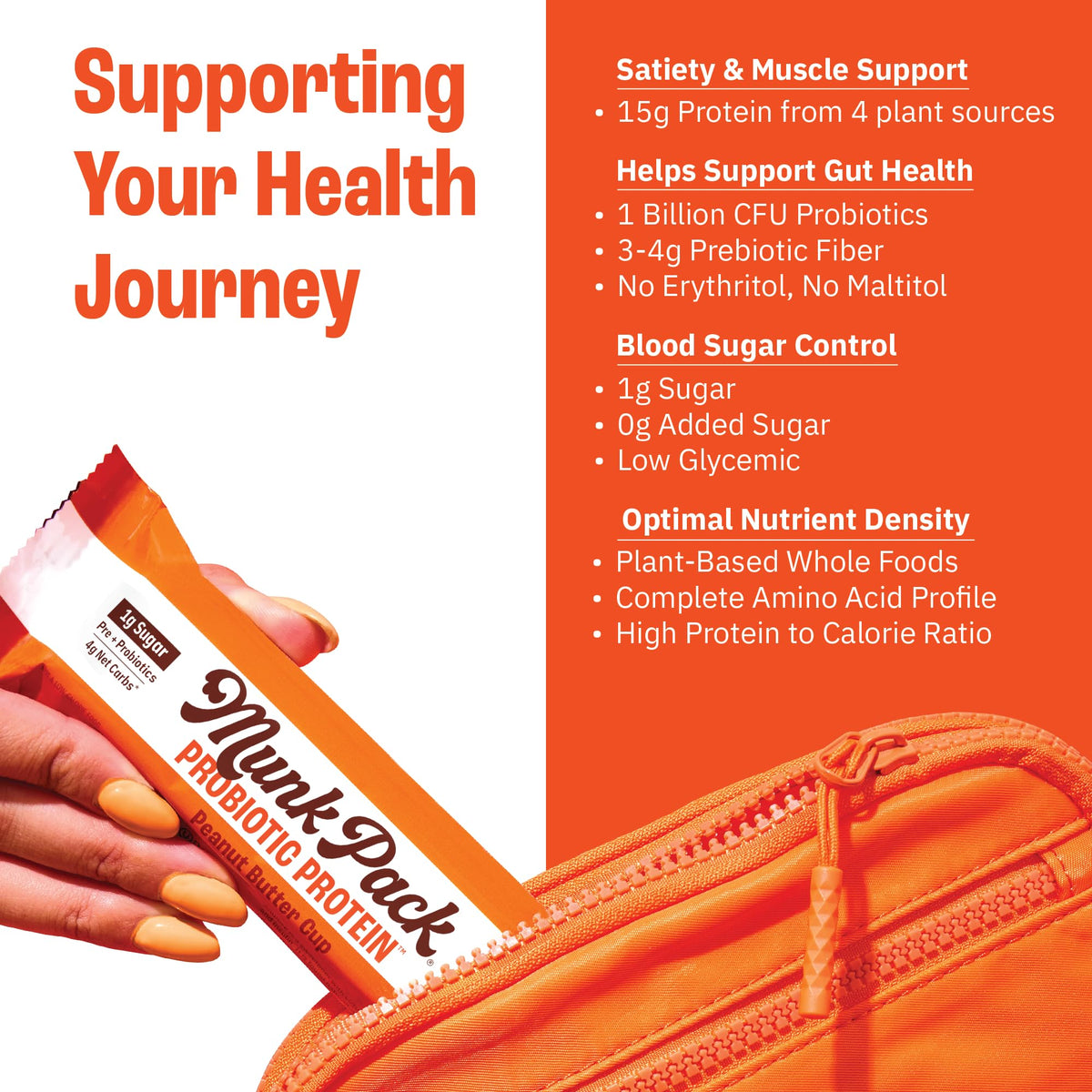 Munk Pack Peanut Butter Cup Probiotic Keto Protein Bars – 15g Protein, 4g Net Carbs, 1g Sugar | Gluten-Free